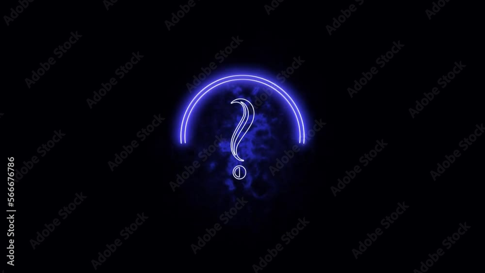 abstract glowing neon circle of blue color question mark symbol on black motion background abstract glowing neon circle of blue color question mark symbol on black motion background