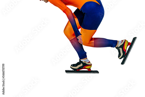 man speed skater athlete in race