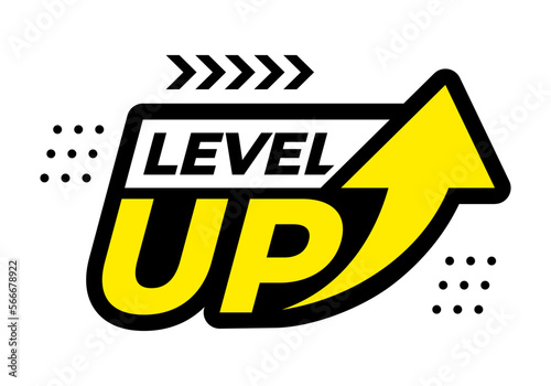 modern level up typography logo design. level up text with arrow. vector illustration photo
