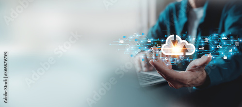 Cloud technology and Data storage concept,Concept of Exchange information and data with internet cloud technology.Global Internet connection.