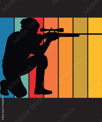 retro Sniper gamer t shirt design and template