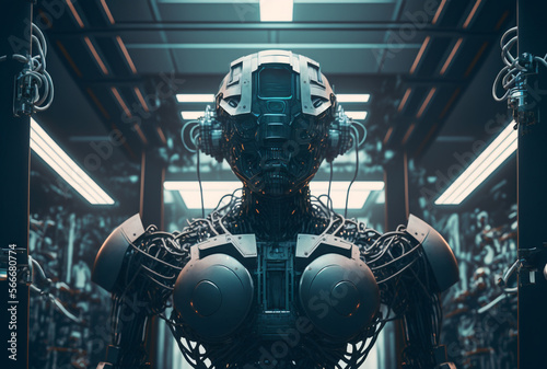 Generative AI fantasy sci-fi cyborg. Robot in technology fantasy suit. © Eugenio Marongiu