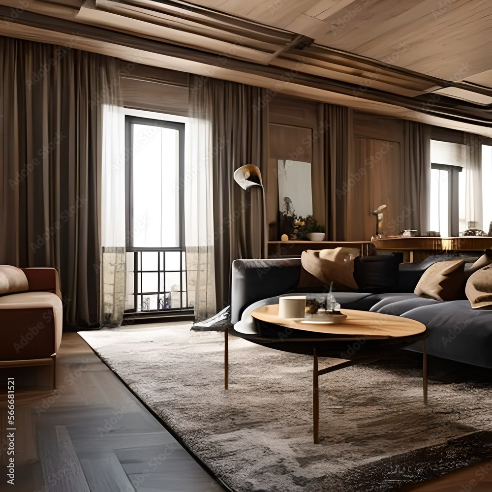 luxury apartment interior, rustic wooden furniture, messy, chaotic, disorganized. ugly luxury apartment interior, rustic wooden furniture, messy, chaotic, disorganized. ugly