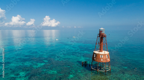 Aerial Carysfort Lighthouse Reef in Florida Keys photo