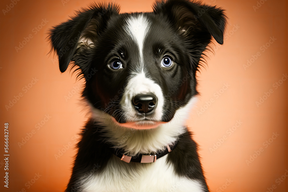 Border Collie Puppy Poses for Portrait. Generative AI