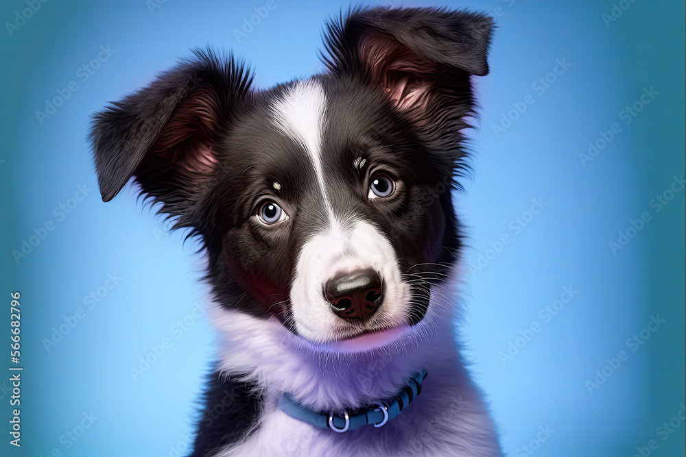 Border Collie Puppy Poses for Portrait. Generative AI