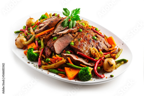 Roasted meat and vegetables