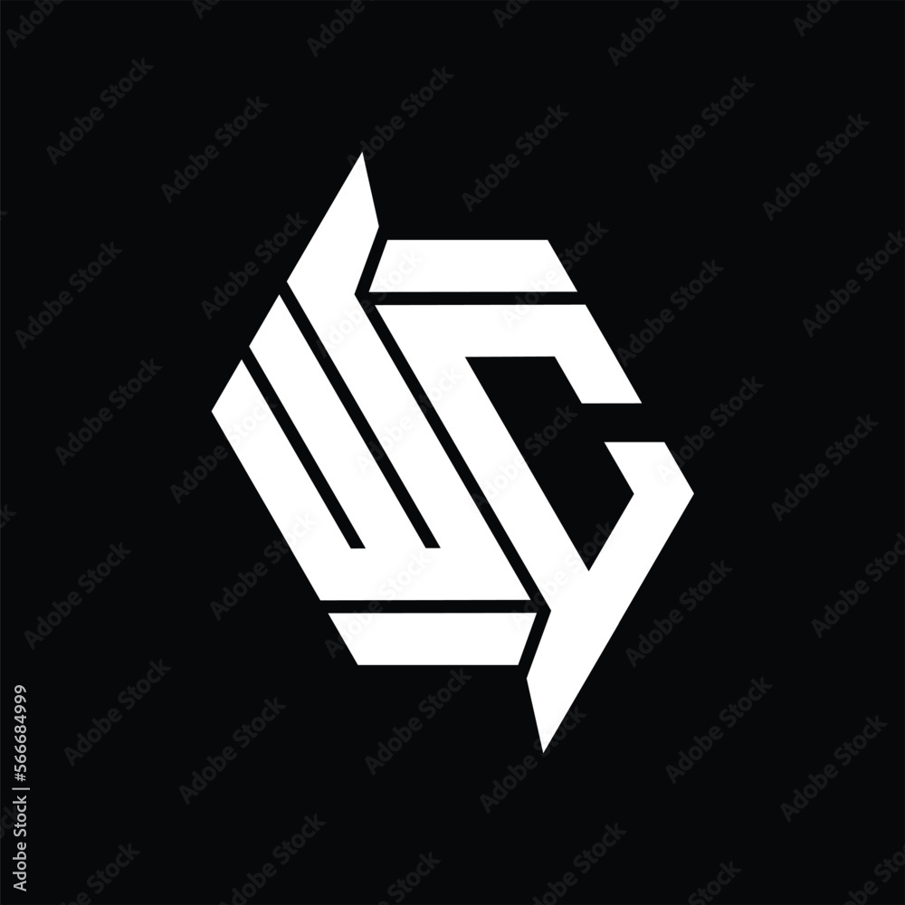 WC Logo monogram hexagon abstract shape vector images design template ...