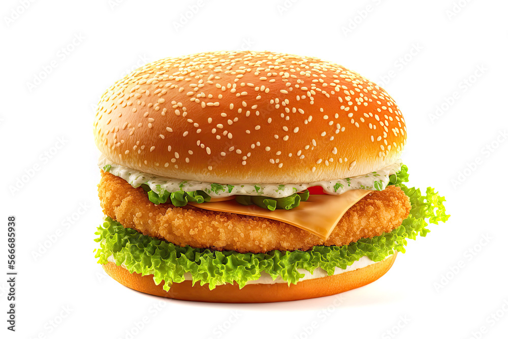 Chicken burger isolated on white background Chicken burger isolated on white background
