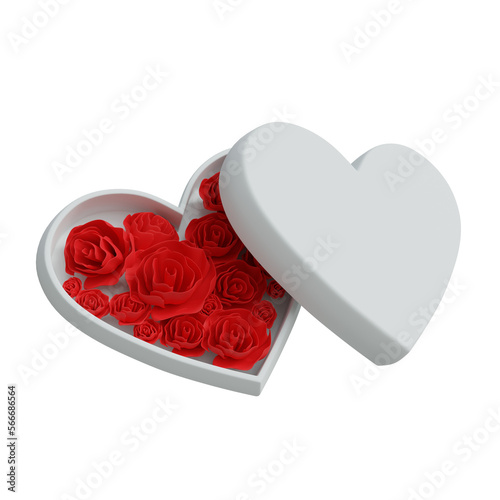 3D rendering. heart-shaped box on a white background.