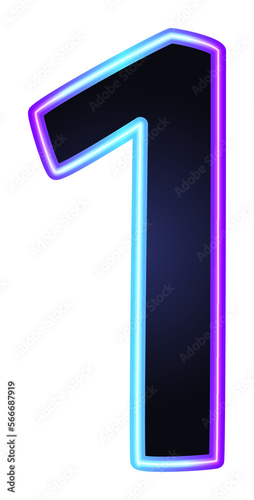 Blue Number 1 with gradient neon stroke Blue Number 1 with gradient neon stroke
