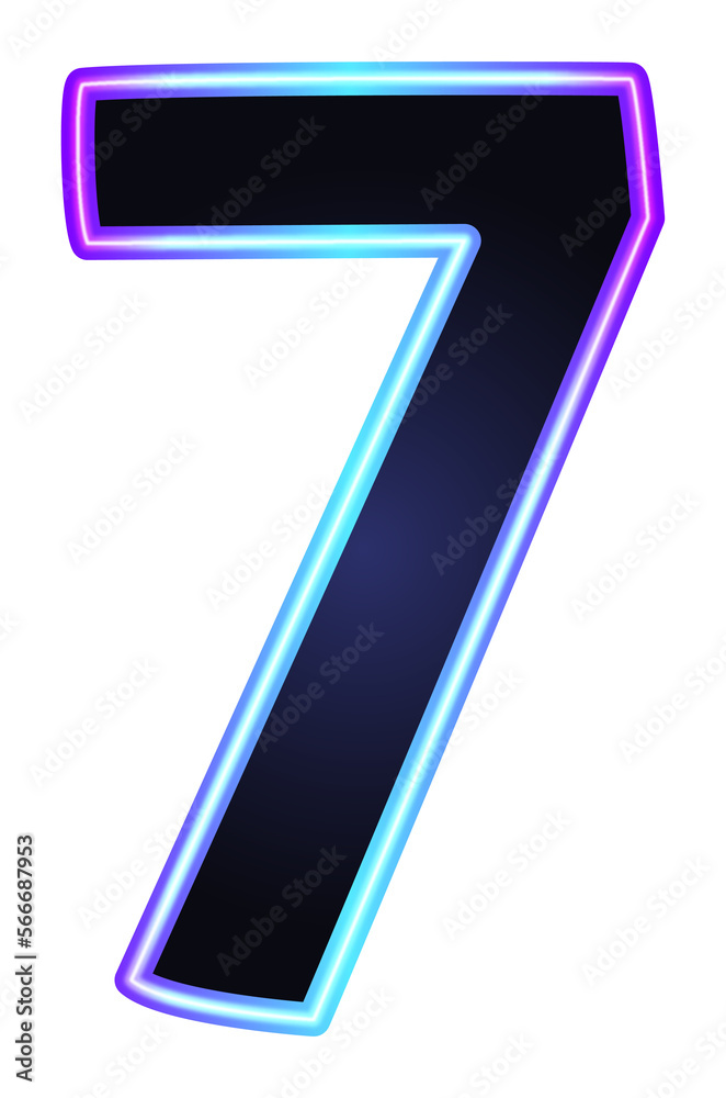 Blue Number 7 with gradient neon stroke Blue Number 7 with gradient neon stroke
