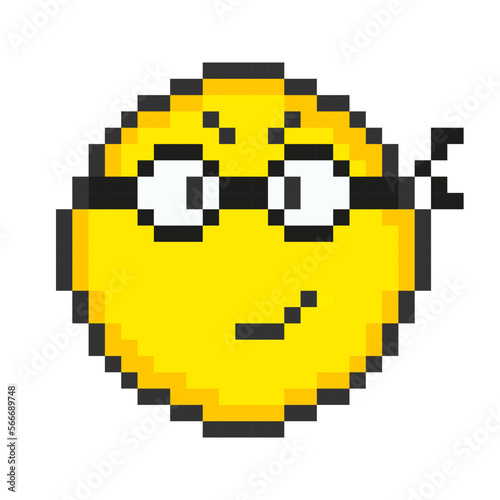 Face ninja. Pixel art emoticons. Vector illustration.