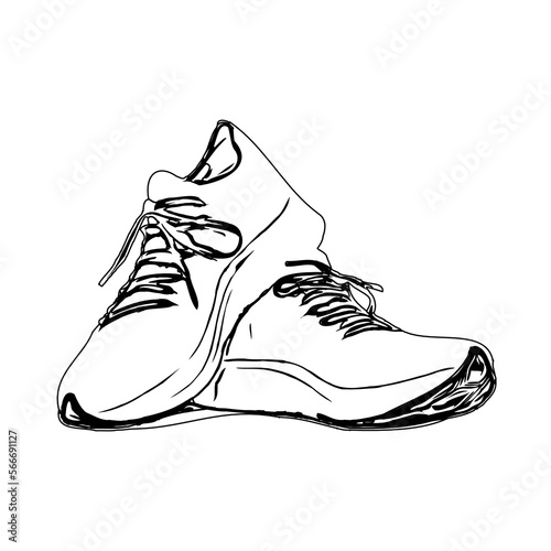 black and white sketch of a shoe with transparent background
