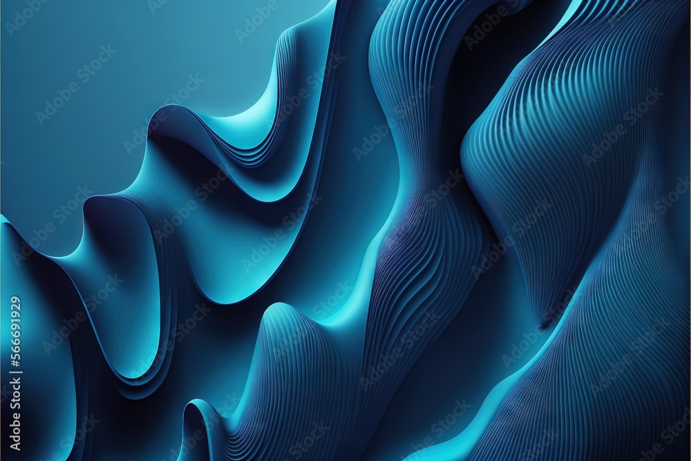 an abstract blue background with wavy lines and curves in the shape of ...
