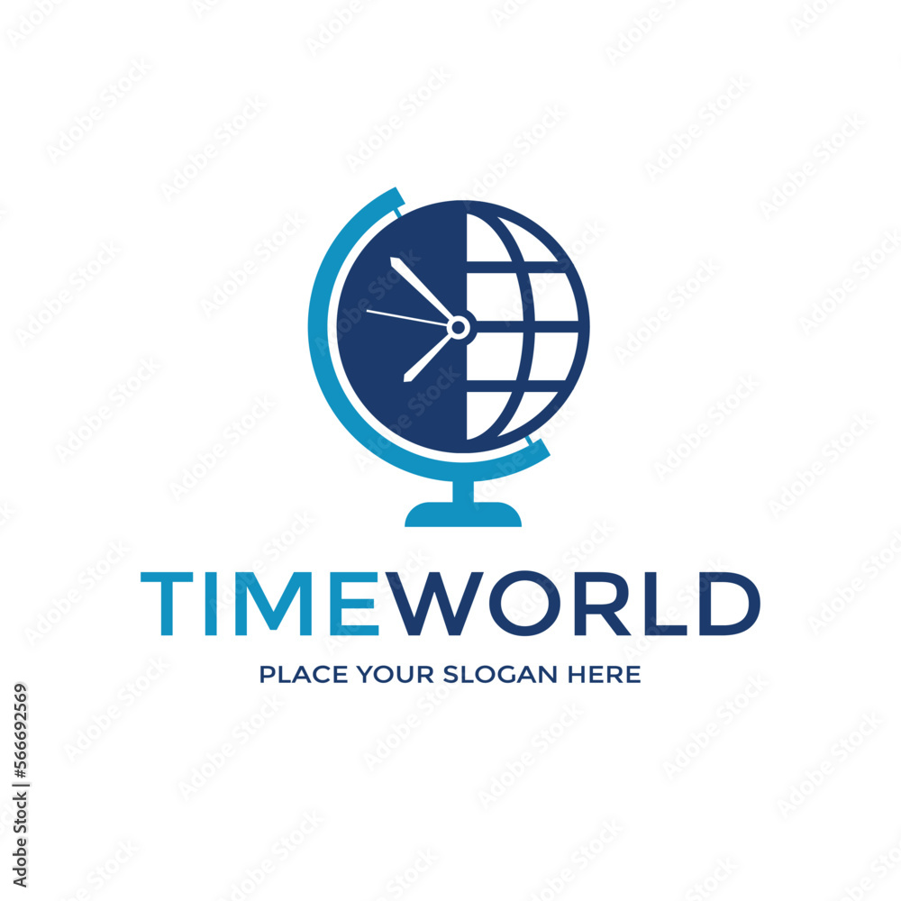 Time world vector logo template. Graphic with clock and earth symbol. Time world vector logo template. Graphic with clock and earth symbol.