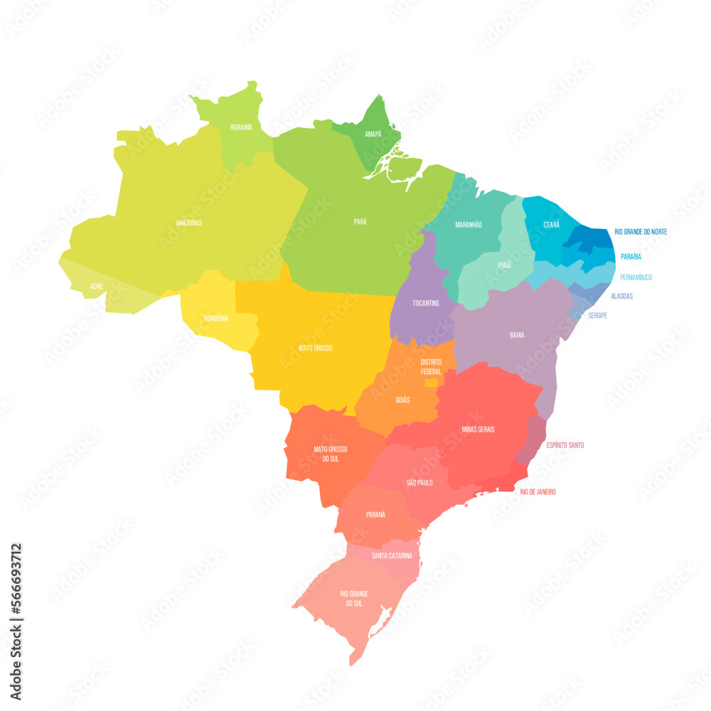 Fototapeta premium Brazil political map of administrative divisions