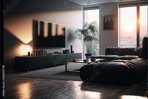 Illustration of a modern living room - Created with Generative ai