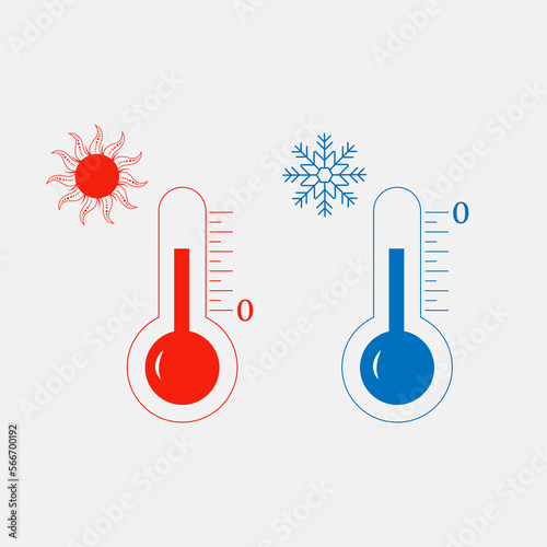 Thermometers. Hot and cold temperature