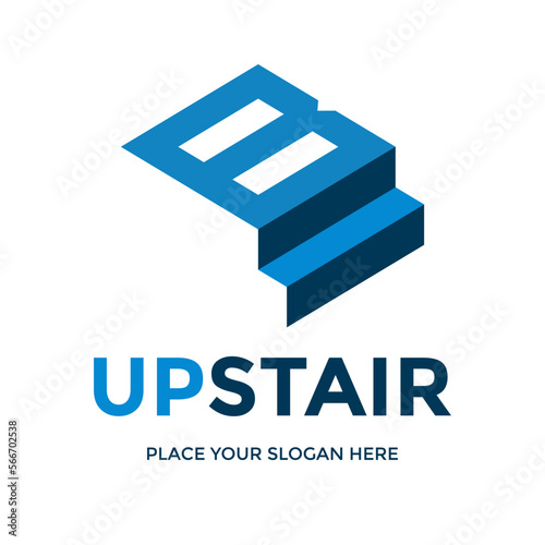Letter B with stair vector logo template. This design suitable for step or growth.
