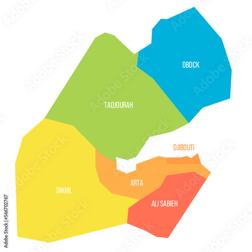 Fotografie Djibouti political map of administrative divisions