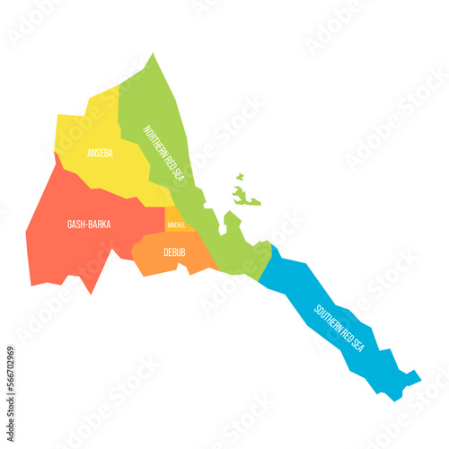 Εκτύπωση καμβά Eritrea political map of administrative divisions