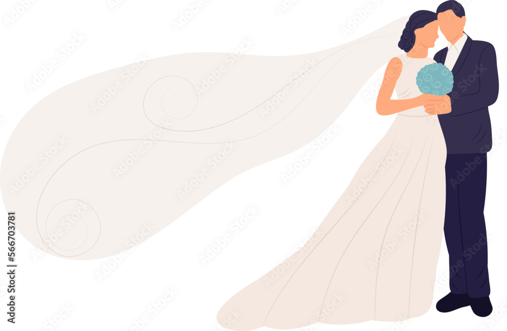 bride and groom in flat style, vector bride and groom in flat style, vector