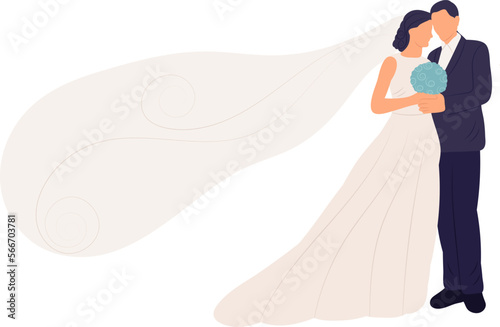bride and groom in flat style, vector