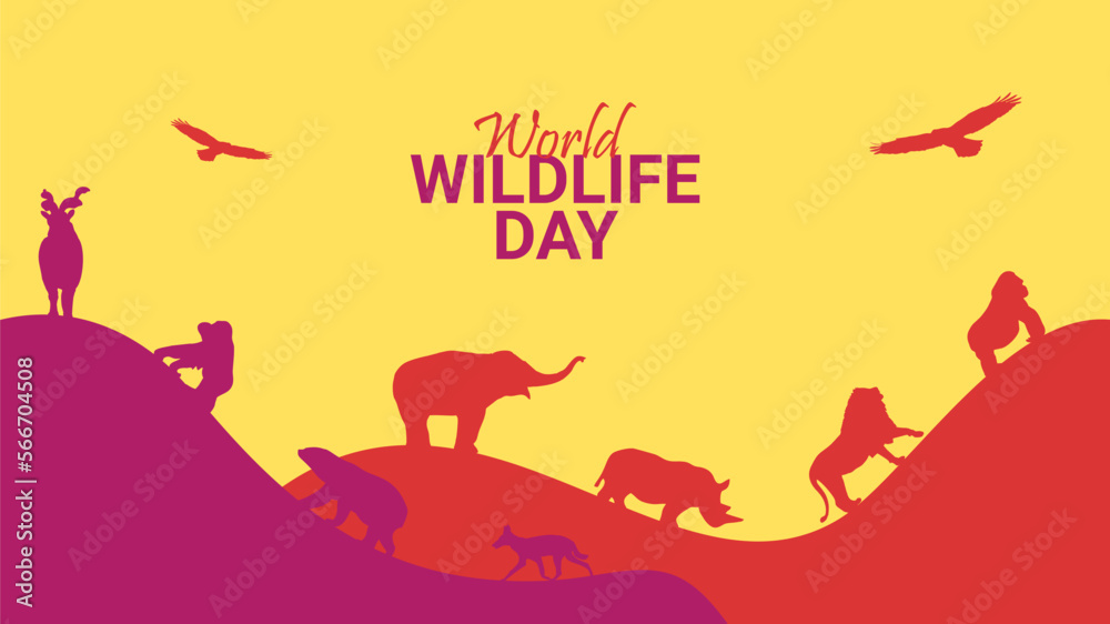 world wildlife day background with silhouette animals picture