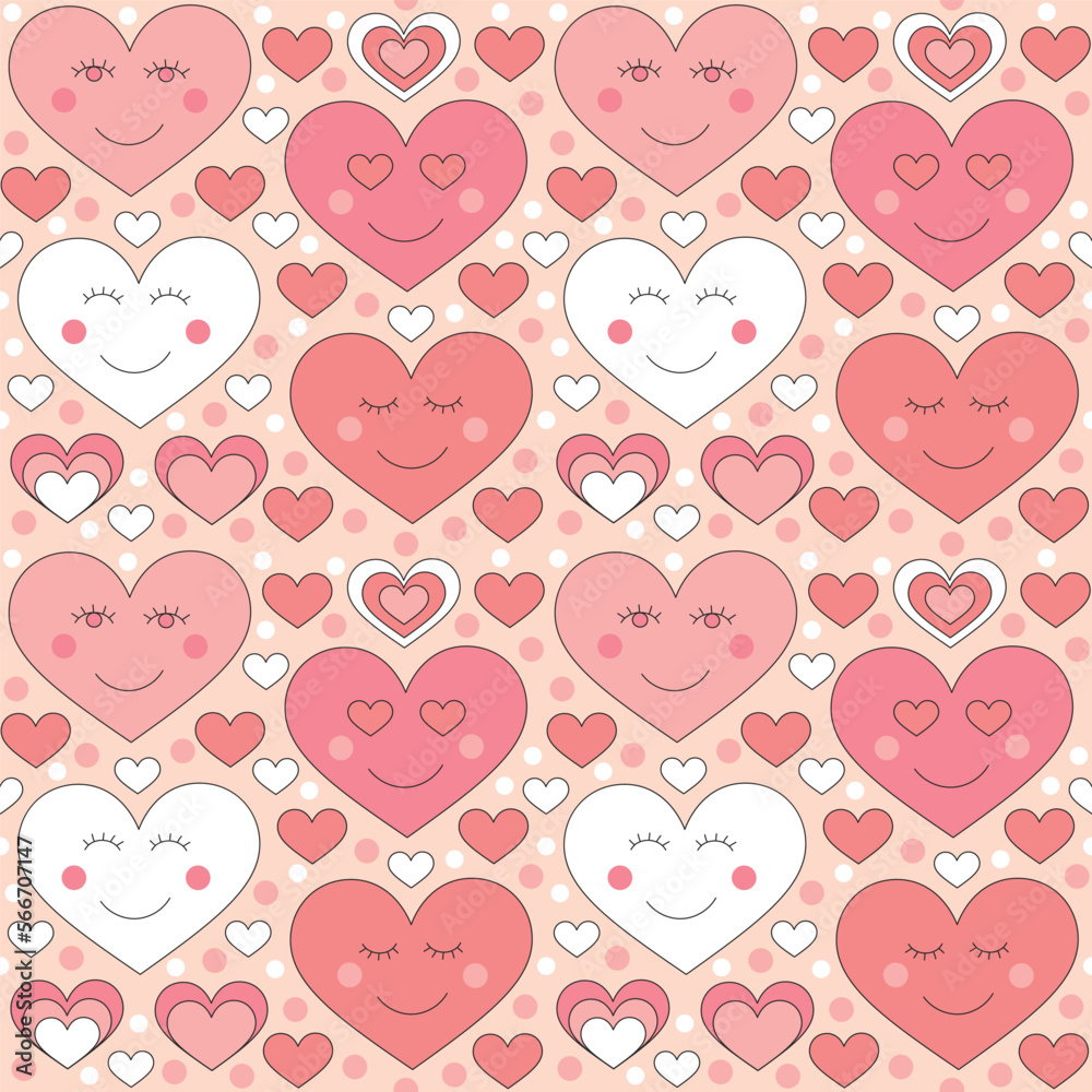 Seamless pattern with retro pink colors hearts. Seamless pattern with retro pink colors hearts.