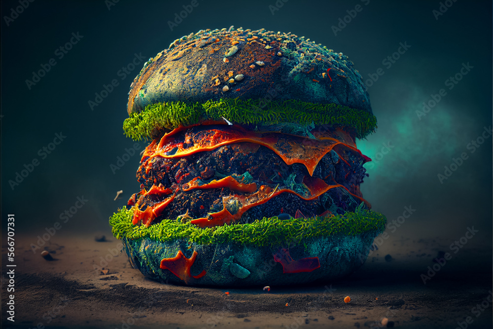 Mold Burger, Cheeseburger AI Generative Illustration. Silicone Mold