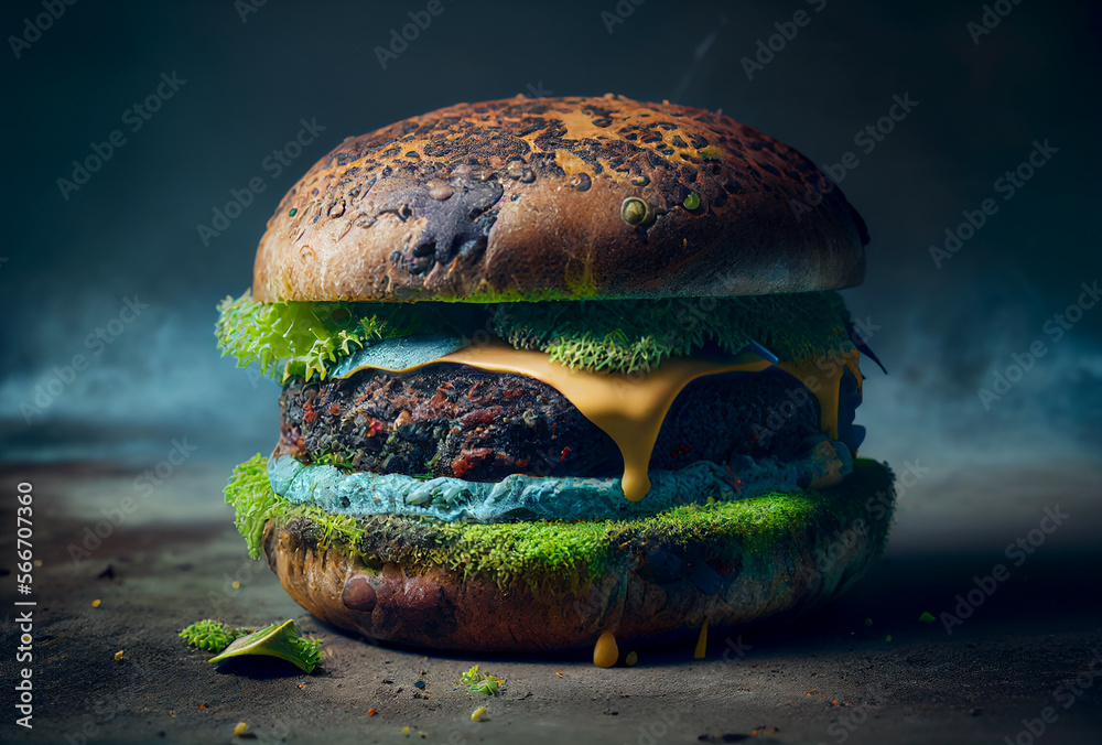 Mold Burger, Cheeseburger AI Generative Illustration. Silicone Mold