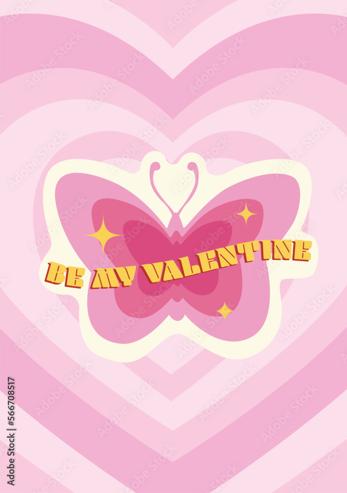 Retro Happy Valentine's Day Postcard for him her. Groovy Retro Print. Retro Happy Valentine's Day Postcard for him her. Groovy Retro Print.