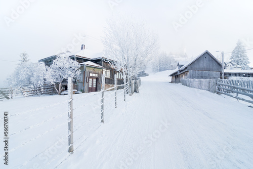 Winter fairytale in the mountain villages of the Carpathians, Transylvania, Romania © Calin