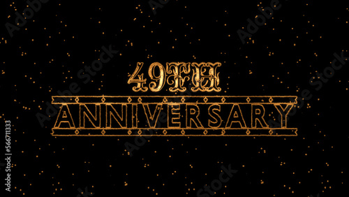 Gold Text Color. Poster template for celebrating 49 th Anniversary event party on black background.