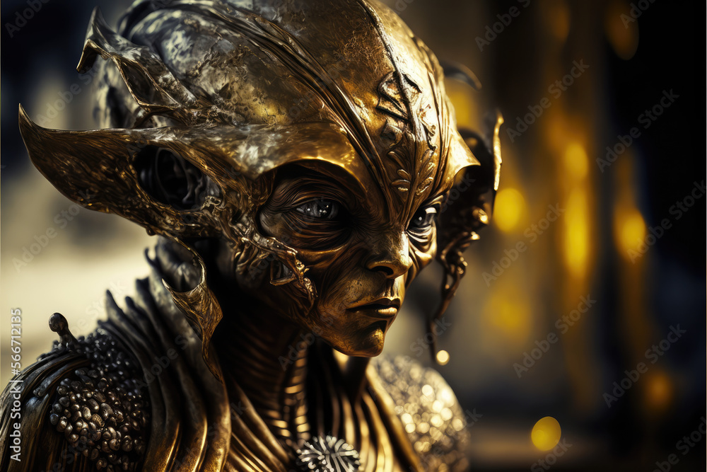 Obraz premium Alien character in gold 