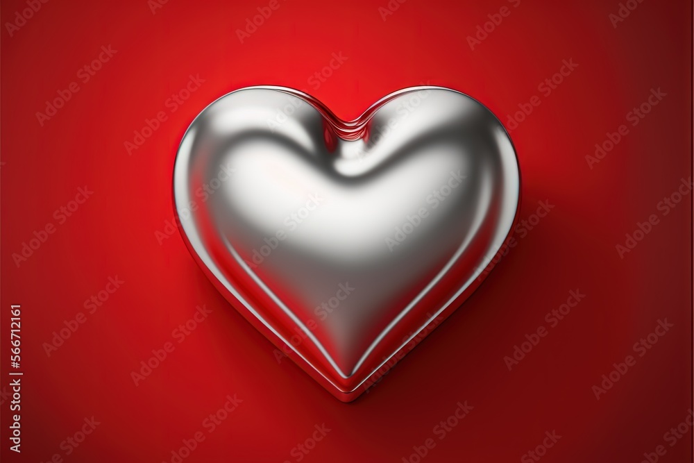 a silver heart on a red background with a shadow in the middle of the heart is a shiny metal object with a shadow in the middle of the heart. generative ai a silver heart on a red background with a shadow in the middle of the heart is a shiny metal object with a shadow in the middle of the heart. generative ai