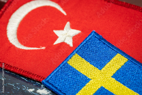 Flags of Turkey and Sweden, Conflict of both countries over the Kurds, Turkey's disagreement with Sweden's desire to join a joint military alliance. photo