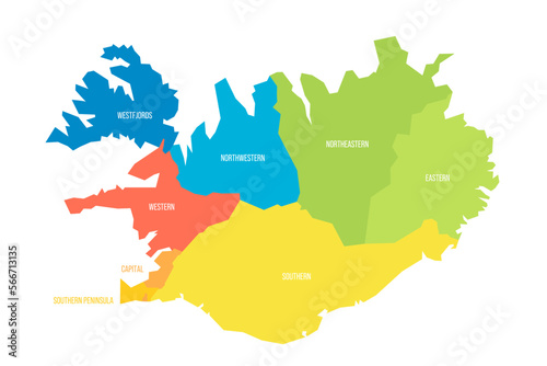 Iceland political map of administrative divisions