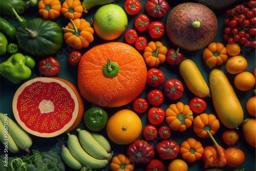Top view Fruits and Vegetables