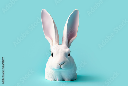 white rabbit on blue background © 23_stockphotography