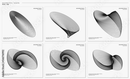 Dynamic digital line abstract design vector set.