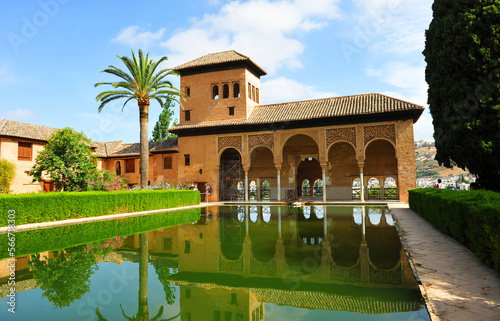 Palacio del Partal y jardines del Partal en la Alhambra de Granada, turismo en Granada, Andalucía, España. Patrimonio de la Humanidad por la Unesco photo