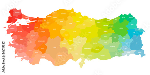 Turkey political map of administrative divisions