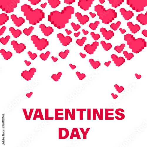 Valentine day pixel concept. 3d Gifts for boyfriend and girlfriend, wife and husband. Love isometric concept wallpaper, card. Happy Valentines Day 14 februare. Love, honesty, romantic, relationship