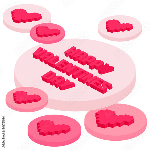 Valentine day pixel concept. 3d Gifts for boyfriend and girlfriend, wife and husband. Love isometric concept wallpaper, card. Happy Valentines Day 14 februare. Love, honesty, romantic, relationship