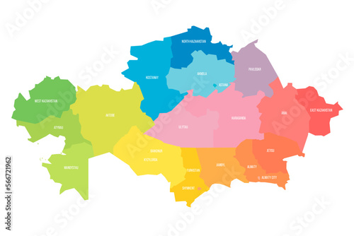 Kazakhstan political map of administrative divisions