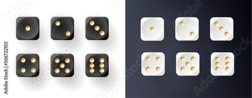 Set of dices in different colors. Vector