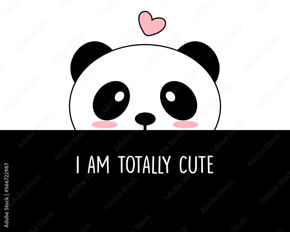 Cute panda illustration with decorative slogan, cartoon character, vector design for fashion, poster and card prints