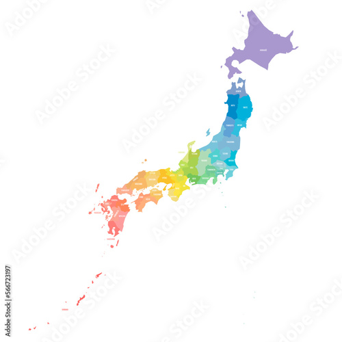 Japan political map of administrative divisions